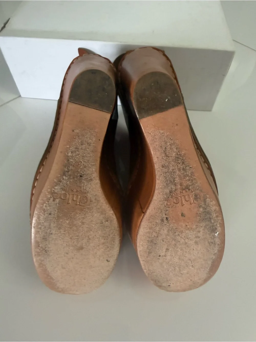 Chloé Tan‎ Leather Peep-Toe Platform Sandals
